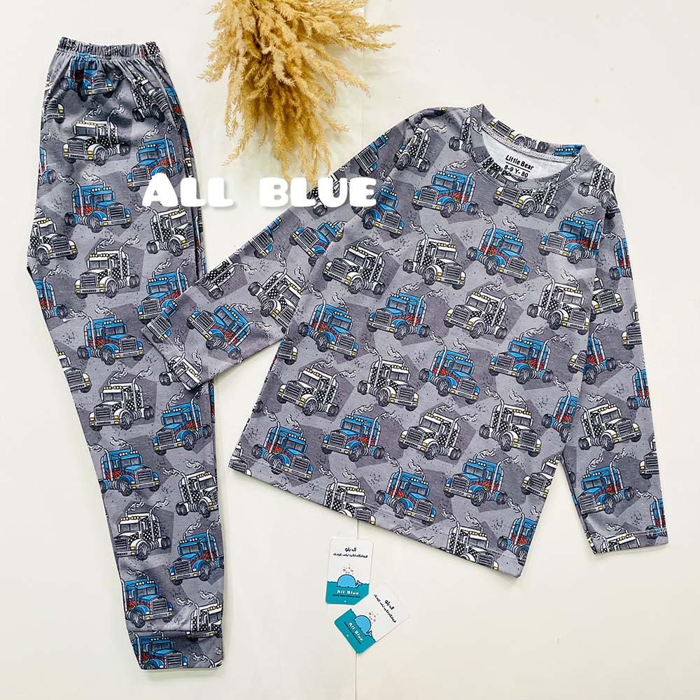 ست راحتی آستین بلند شلوار کامیون طوسی 7تا15 سال(71096)