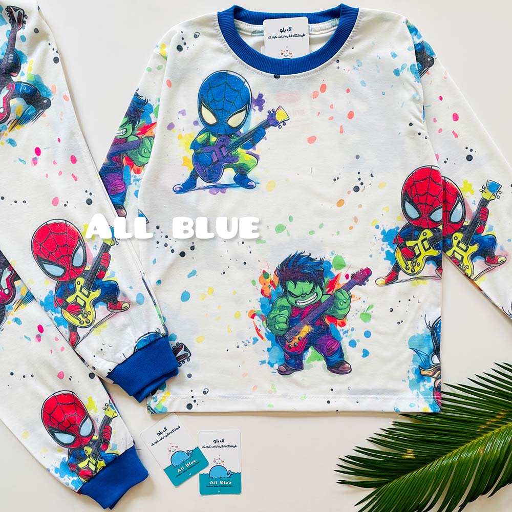 ست راحتی آستین بلند و شلوار طرح اسپایدرمن گیتارزن 5تا10 سال (71082)